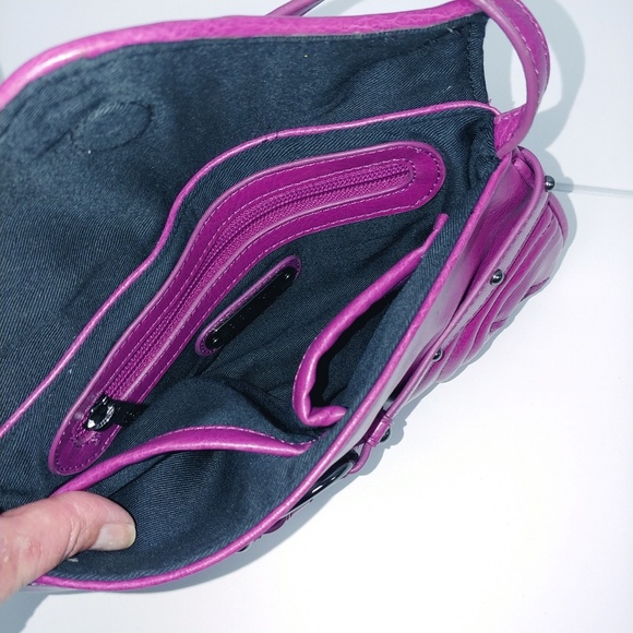 Like New Botkier Dark Magenta Deep Pink Studded Clutch Wristlet Hand Bag Purse - Picture 9 of 12
